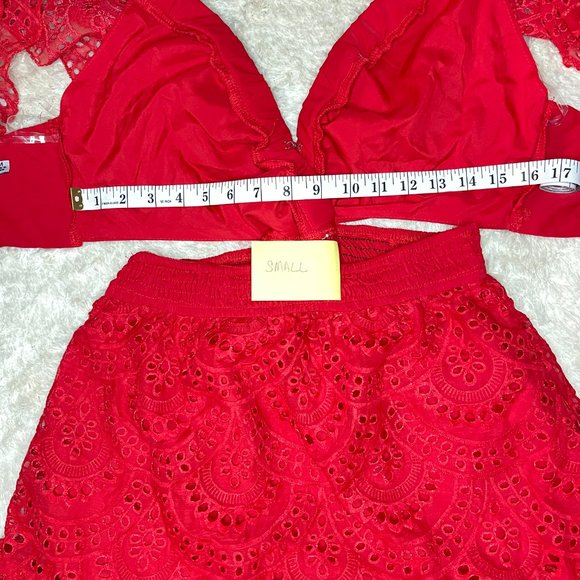 Chicways Red Ruffled Cut Out Mini Dress - Picture 13 of 14